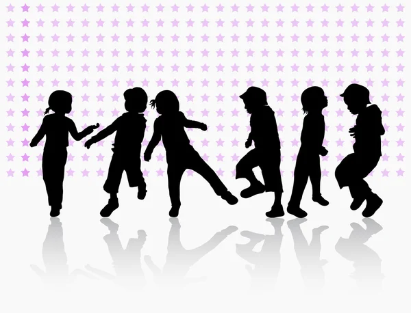 Fröhliche Kinder tanzen zusammen — Stockvektor