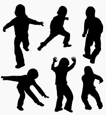 çocuklar siluetleri mutlu