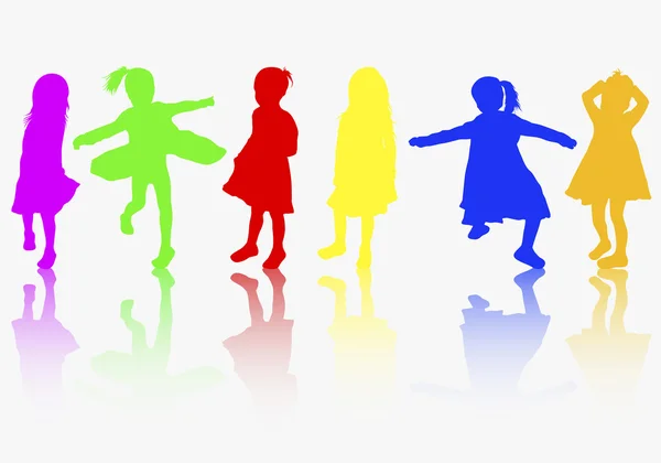 Filles silhouettes couleur — Image vectorielle