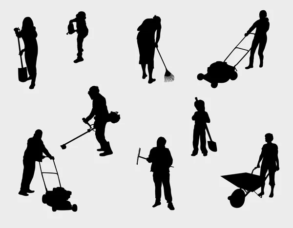 insanların çalışma açık havada siluetleri