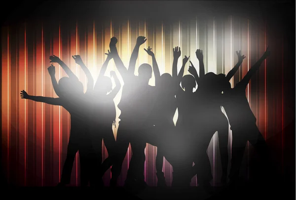 Dansende mensen gelukkig silhouetten — Stockvector
