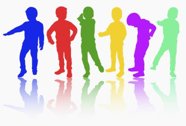 çocuklar siluetleri mutlu