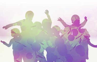 birlikte dans mutlu çocuk siluetleri