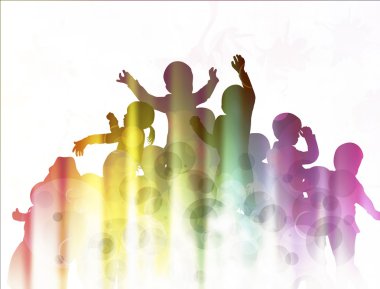 birlikte dans mutlu çocuk siluetleri