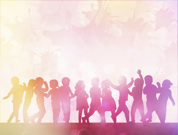 birlikte dans mutlu çocuk siluetleri