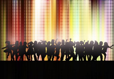 birlikte dans mutlu çocuk siluetleri