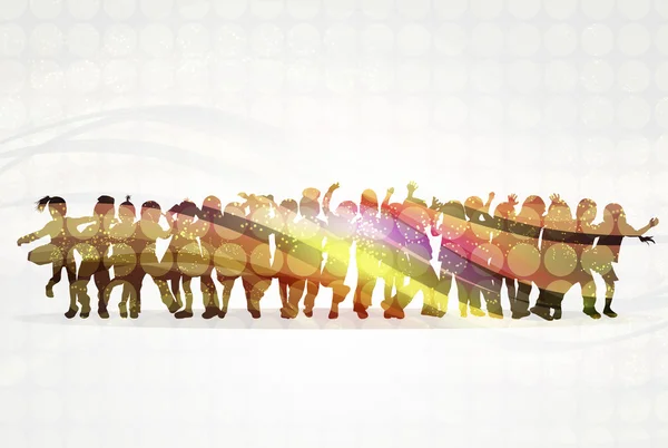 birlikte dans mutlu çocuk siluetleri