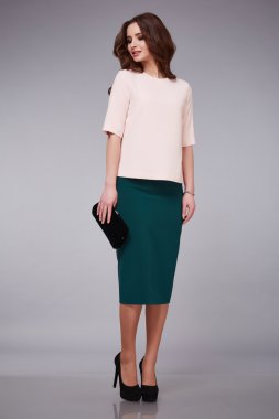 Beautiful fashion dress style woman clothes makeup