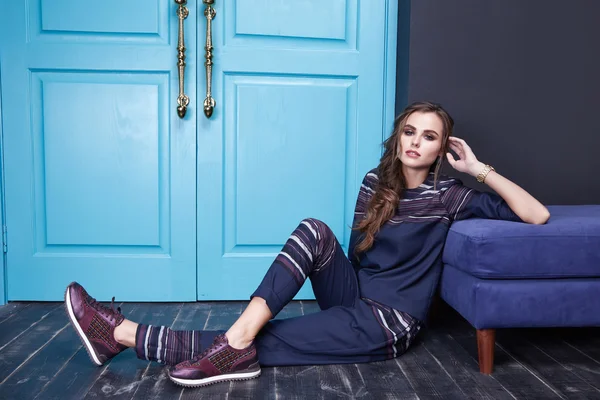 Beautiful fashion dress style woman clothes makeup