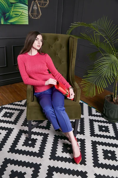 Beautiful sexy woman wear wool merino sweater