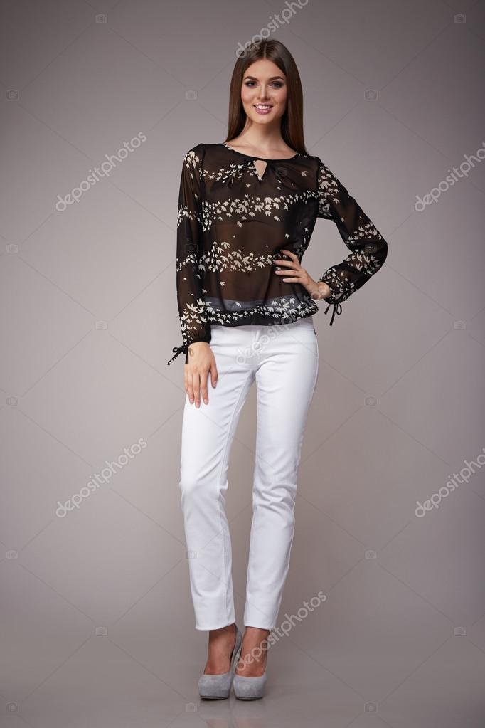 Beauty Fashion Clothes Casual Collection Woman Model Brunette