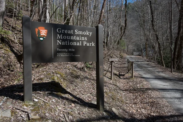 Entry Sign to Twenty Mile in the Great Smoky Mountains — Stock Photo, Image