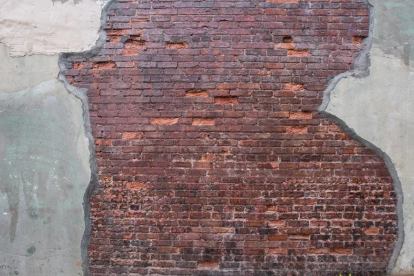 Antik tuğla duvar ile yıpranmış harç yağsız — Stok fotoğraf