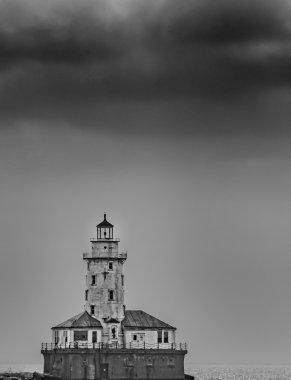 Fırtına bulutları bitti Chicago Harbor ışık