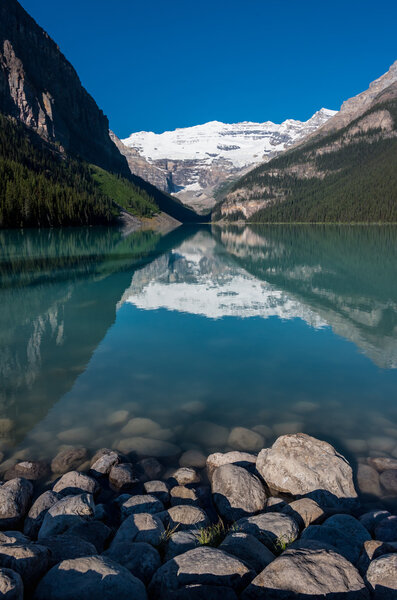 Rocks and Reflections of Mountain Lake