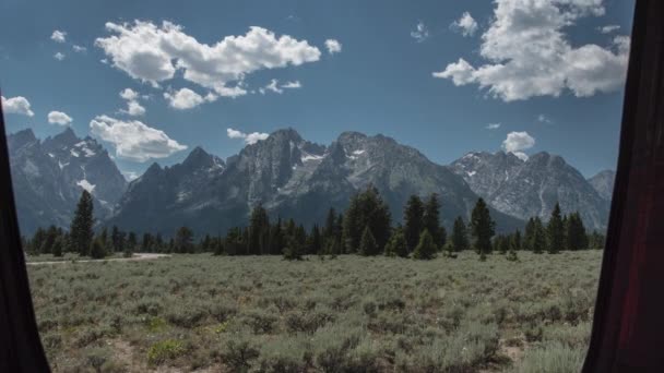 Časová Prodleva Grand Teton Range Přes Stan — Stock video