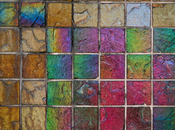Iridescent Tile Grid Met Meerdere Kleuren Achtergrond Afbeelding — Stockfoto