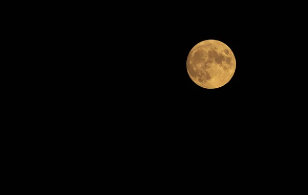 Żółty Pełnia Księżyca Czarnym Niebie Miejsca Kopiowania — Zdjęcie stockowe