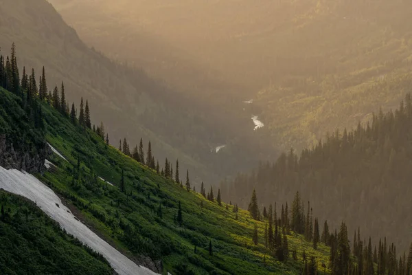 Luce Oro Sulla Valle Del Montana Mcdonald Creek — Foto Stock