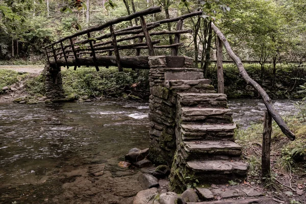 Classic Wooden Bridge Cataloochee Valley Great Smoky Mountains National Park — Stock Photo, Image