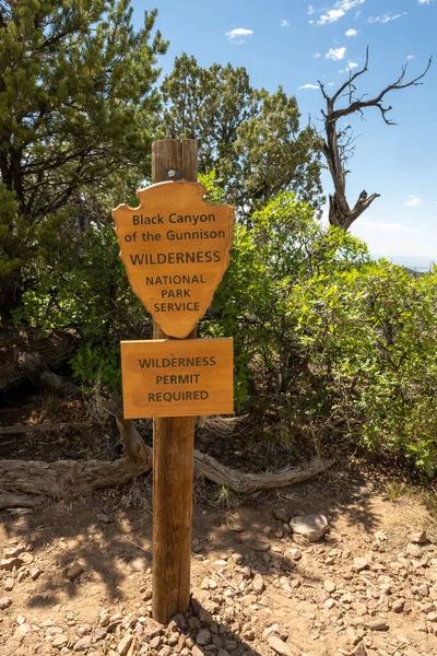 Wilderness Permiso Requerido Señal Borde Del Cañón Negro Gunnison — Foto de Stock