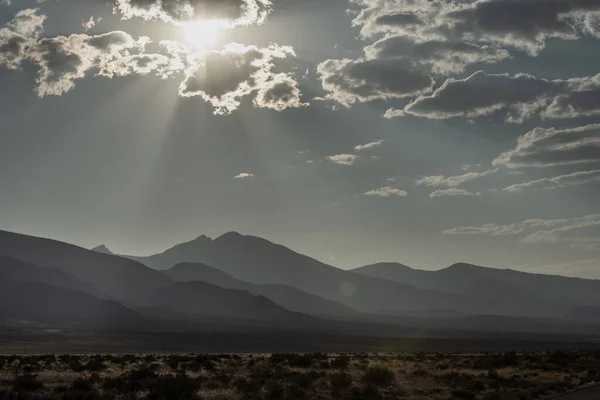 Sun Burst Over Valley Below Great Basin National Park in Nevada desert
