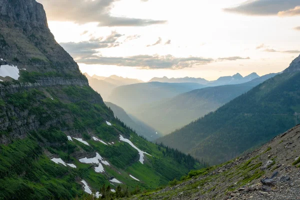 Зелені Схили Гір Від Лісового Перевалу Льодовиковому Національному Парку — стокове фото