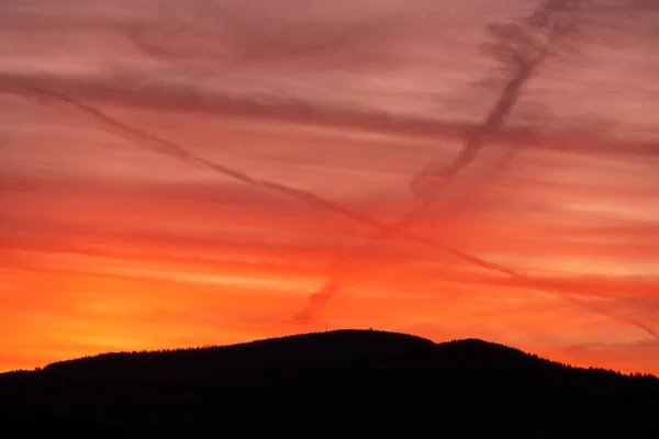 Caída Del Sol Gigante Sobre Cúpula Clingmans Parque Nacional Las — Foto de Stock