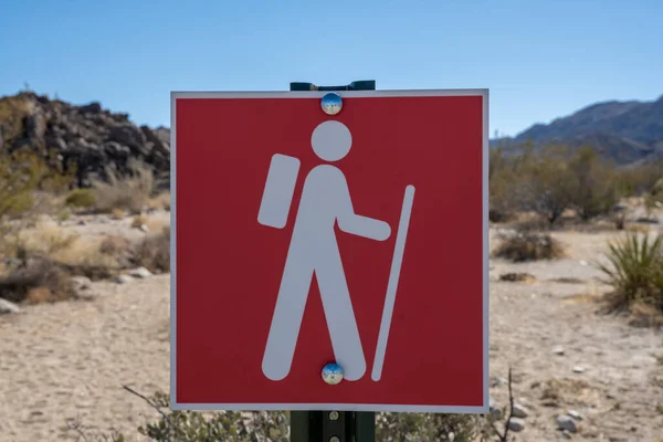Red Hiking Sign In Joshua Tree Desert at trailhead