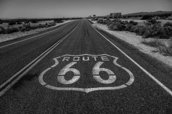 Route California Desert Black White — Stock Photo, Image