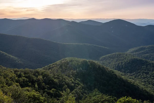 Hladké Převalující Hory Před Západem Slunce Národním Parku Shenandoah — Stock fotografie