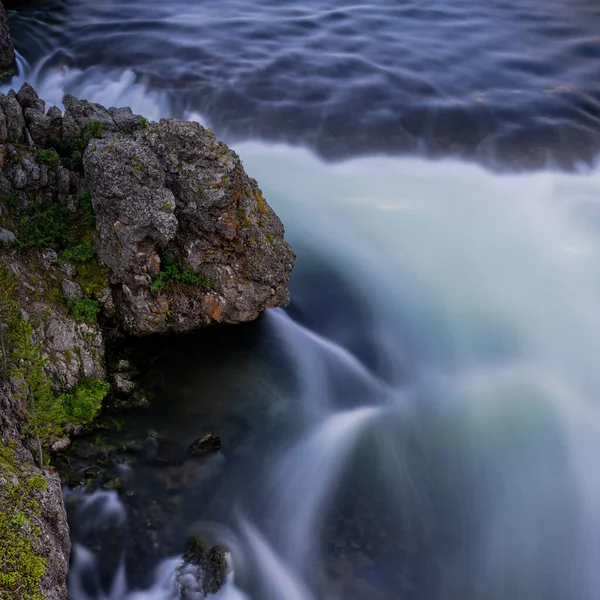 Yellowstone River Första Tumble Lång Exponering Den Klippiga Kanten Yellowstone — Stockfoto