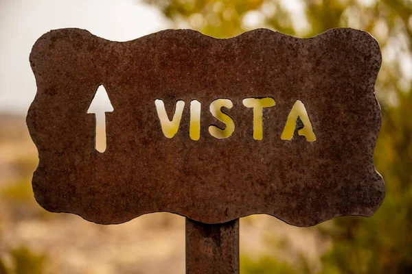 Vista Trail Sign Points Hikers Overlook Big Bend National Park — Stock Photo, Image