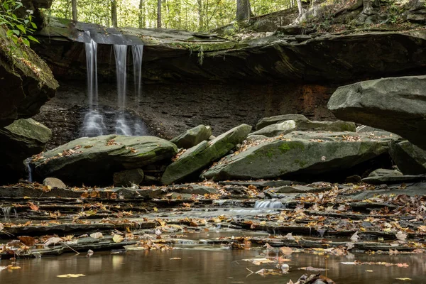 Blue Hen Falls Tricks Rocks Leafy Pool Cuyahoga Valley National — стоковое фото