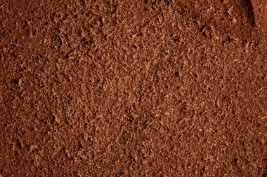 Ev yapımı Tiramisu 'nun üstüne çikolata talaşları ve kakao tozu yakın plan