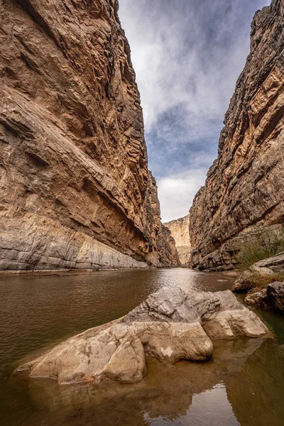 Ausgesetzter Felsen Santa Elana Canyon Und Rio Grande Entlang Der — Stockfoto