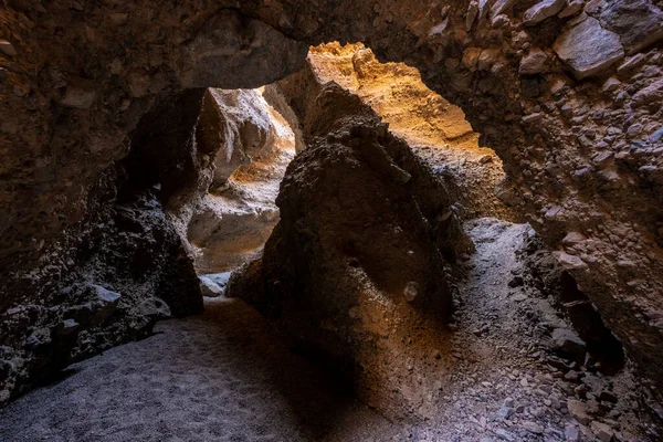 Lumière Matin Commence Infiltrer Dans Mur Arrière Canyon Sous Dans — Photo