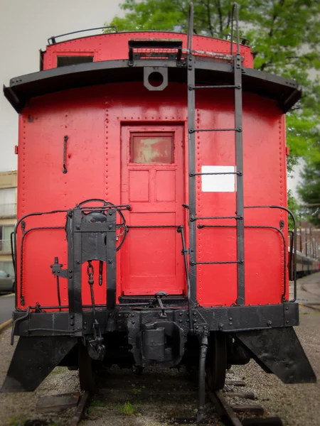Κόκκινο βαγόνι σιδηροδρομικών υπαλλήλων — Φωτογραφία Αρχείου