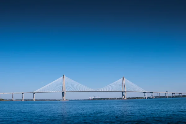 Suspension Bridge Over Bay — Stok fotoğraf