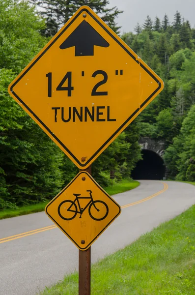 Tunnel Road Signal con tunnel sullo sfondo — Foto Stock