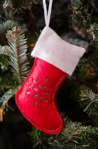 Vit och röd Stocking Ornament — Stockfoto