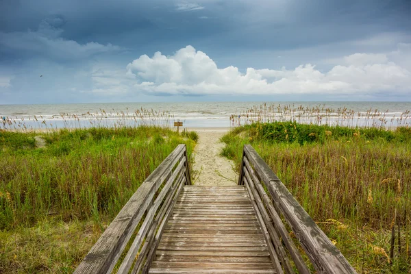 Dune Walkway Looking Onto Cloudy Ocean