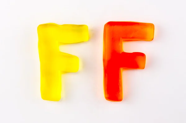 Gummy bokstäverna F — Stockfoto