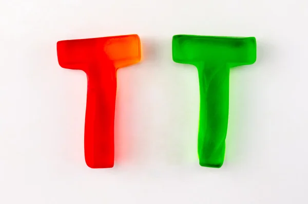 Gummy litery T — Zdjęcie stockowe