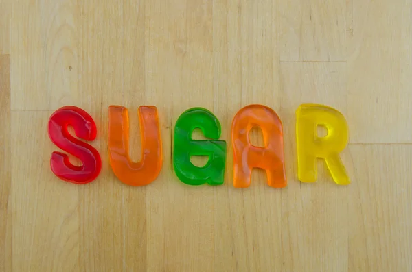 Gummy woorden suiker door elkaar gegooid — Stockfoto