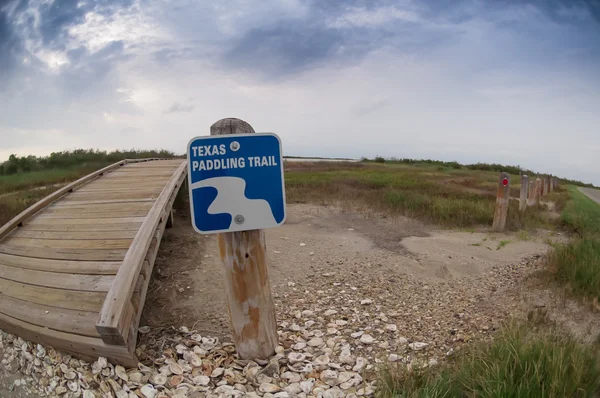 Fisheye Pemandangan jalur Texas Paddling di Teluk Galveston — Stok Foto