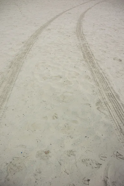 Tire Tracks in Sand Vertical — Stock Photo, Image