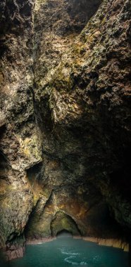 Vertical Panorama Of The Painted Cave On Santa Cruz Island in Channel Islands National Park