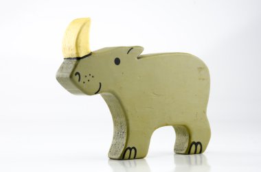 Ahşap Rhinocerus üç beyaz çeyrek