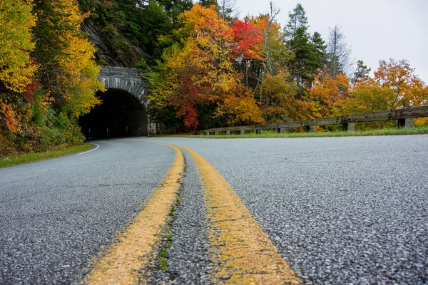 Färg rand leder till grov Ridge Tunnel — Stockfoto